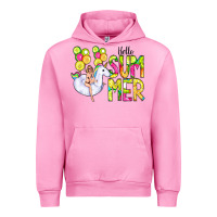 Fuchsia Pink Hello Summer Unicorn Urban Hoodie - CowCowDesign