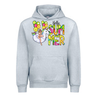 Heather Grey Hello Summer Unicorn Urban Hoodie - CowCowDesign
