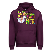 Mauve Wine Hello Summer Unicorn Urban Hoodie - CowCowDesign