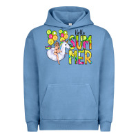 Pigment Pebble Blue Hello Summer Unicorn Urban Hoodie - CowCowDesign