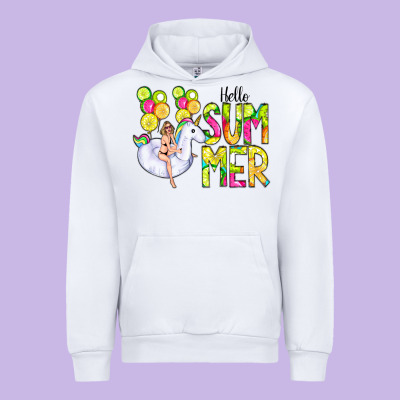 Hello Summer Unicorn Urban Hoodie Designed By Cowcowdesign