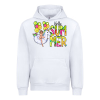 White Hello Summer Unicorn Urban Hoodie - CowCowDesign