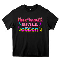 Black Fight Cancer In All Color Heavy Core Tee - texasbilliewilder