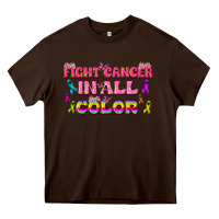 Chocolate Brown Fight Cancer In All Color Heavy Core Tee - texasbilliewilder