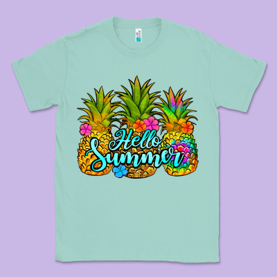 Hello Summer Pineapple Classic Tee Designed By Jasminsmagicworld