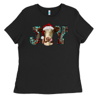 Black christmas joy with heifer cow Ladies Tee - RanaPortraitStore