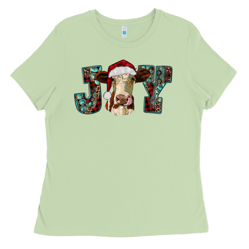 Christmas Joy With Heifer Cow Ladies Tee by RanaPortraitStore | Teevron