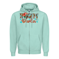 Seafoam Western Howdy Darlin Zipper Hoodie - BundleAndBundleShop
