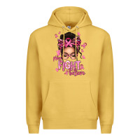 Antique Gold pray fight believe breast cancer afro messy bun Premium Hoodie - texasbilliewilder