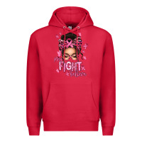 Cardinal pray fight believe breast cancer afro messy bun Premium Hoodie - texasbilliewilder