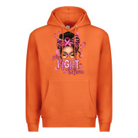 Carrot pray fight believe breast cancer afro messy bun Premium Hoodie - texasbilliewilder