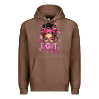 Chestnut pray fight believe breast cancer afro messy bun Premium Hoodie - texasbilliewilder