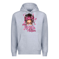 Heather Grey pray fight believe breast cancer afro messy bun Premium Hoodie - texasbilliewilder