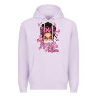 Lilac pray fight believe breast cancer afro messy bun Premium Hoodie - texasbilliewilder