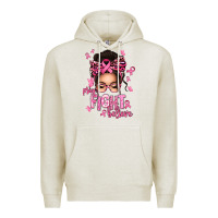 Oatmeal Heather pray fight believe breast cancer afro messy bun Premium Hoodie - texasbilliewilder