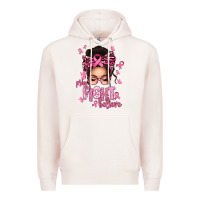 Pale Pink pray fight believe breast cancer afro messy bun Premium Hoodie - texasbilliewilder