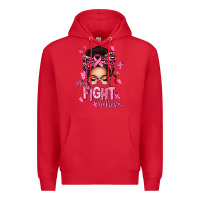 Red pray fight believe breast cancer afro messy bun Premium Hoodie - texasbilliewilder