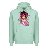 Seafoam pray fight believe breast cancer afro messy bun Premium Hoodie - texasbilliewilder