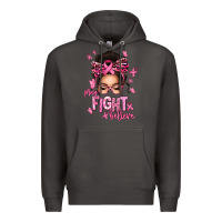 Smoke pray fight believe breast cancer afro messy bun Premium Hoodie - texasbilliewilder