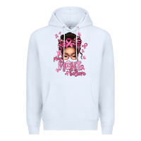 White pray fight believe breast cancer afro messy bun Premium Hoodie - texasbilliewilder