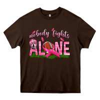 Chocolate Brown Football Nobody Fights Alone Heavy Core Tee - texasbilliewilder
