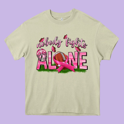 Football Nobody Fights Alone Heavy Core Tee Designed By Texasbilliewilder
