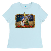 Merry Christmas Holy Family Ladies Tee | Teevron