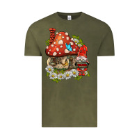 Vintage Olive welcome gnome ladybug Vintage Tee - BarkalooDesign