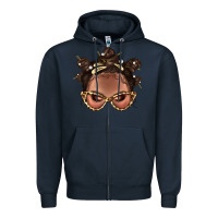 Navy Afro Bantu Knots Hairstyles Messy Bun With Clasp Bbs  2 Zipper Hoodie - BundleAndBundleShop