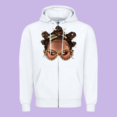 Afro Bantu Knots Hairstyles Messy Bun With Clasp Bbs  2 Zipper Hoodie Designed By Bundleandbundleshop