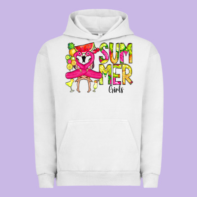 Summer Girls Flamingo Urban Hoodie Designed By Cowcowdesign