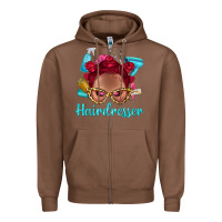 Chestnut Afro Bantu Knots Red Hairdresser With Leopard Glasses Bbs Zipper Hoodie - BundleAndBundleShop