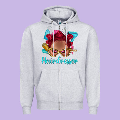 Afro Bantu Knots Red Hairdresser With Leopard Glasses Bbs Zipper Hoodie Designed By Bundleandbundleshop