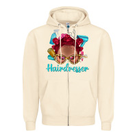 Sandshell Afro Bantu Knots Red Hairdresser With Leopard Glasses Bbs Zipper Hoodie - BundleAndBundleShop