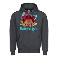 Smoke Afro Bantu Knots Red Hairdresser With Leopard Glasses Bbs Zipper Hoodie - BundleAndBundleShop
