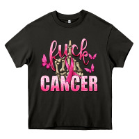 Asphalt Fuck Cancer with Butterflies Heavy Core Tee - texasbilliewilder