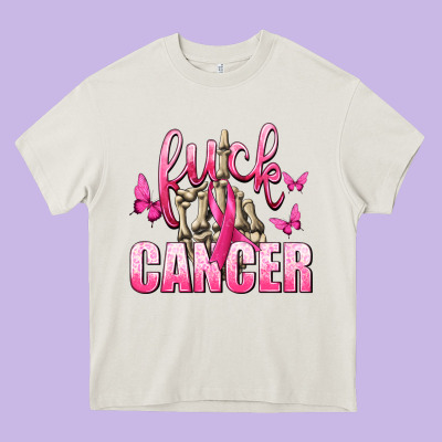 Fuck Cancer With Butterflies Heavy Core Tee Designed By Texasbilliewilder