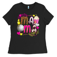 Black mama volleyball with popcorn Ladies Tee - texasbilliewilder