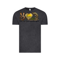 Vintage Black Peace Love Green Chameleon Lizard Vintage Tee - LillyAllenDesigns