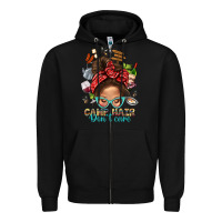 Black Camp Hair Dont Care Messy Bun Bbs Zipper Hoodie - BundleAndBundleShop
