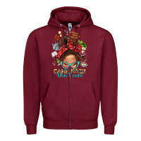 Burgundy Camp Hair Dont Care Messy Bun Bbs Zipper Hoodie - BundleAndBundleShop