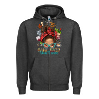 Charcoal Heather Camp Hair Dont Care Messy Bun Bbs Zipper Hoodie - BundleAndBundleShop