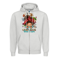 Dove Grey Camp Hair Dont Care Messy Bun Bbs Zipper Hoodie - BundleAndBundleShop