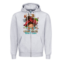 Heather Grey Camp Hair Dont Care Messy Bun Bbs Zipper Hoodie - BundleAndBundleShop