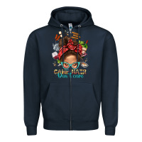Navy Camp Hair Dont Care Messy Bun Bbs Zipper Hoodie - BundleAndBundleShop