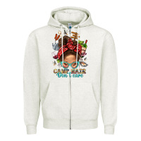 Oatmeal Heather Camp Hair Dont Care Messy Bun Bbs Zipper Hoodie - BundleAndBundleShop