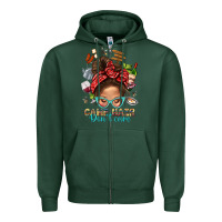 Sports Green Camp Hair Dont Care Messy Bun Bbs Zipper Hoodie - BundleAndBundleShop