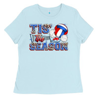 Baby Blue tis' the season volleyball Ladies Tee - Zillion Design Studio
