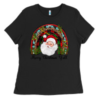 Black merry christmas y'all rainbow Ladies Tee - JahusDesignShop