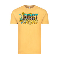 Vintage Mustard but first jesus Vintage Tee - NancyCooperArtShop